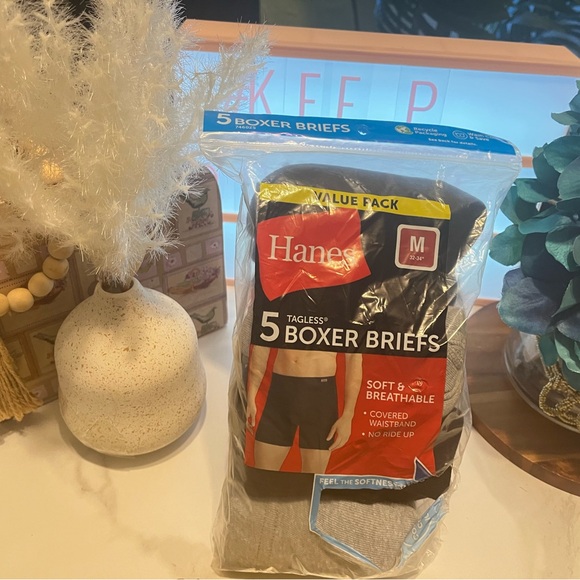 Hanes Men's Gray and black Boxer Briefs size M - Picture 2 of 9